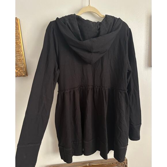 Evy’s Tree L Black Sophie Luxury Hoodie Swiss dots hood soft stretch sweater top - Picture 6 of 8